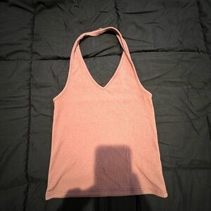American Eagle Outfitters Ribbed Halter Tank Top - Mauve